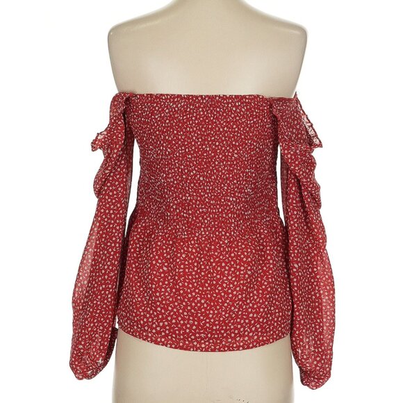 Madewell womens offshoulder blouse tops red size 2 - Picture 4 of 4